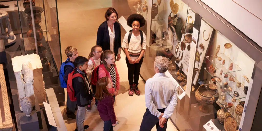 Students on a school museum tour